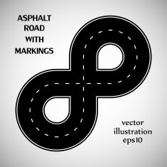 Asphalt road black color with white intermittent marking
