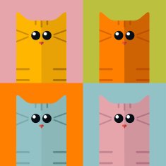 Vector pop art stylization colorful cats