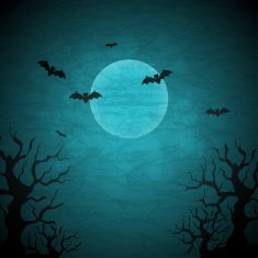 Halloween vector background with moon and bats