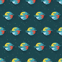 Seamless pattern with planets and stars