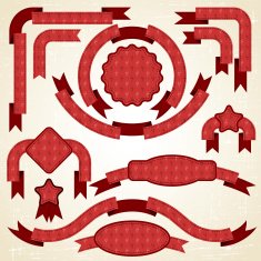 Set of retro ribbons and labels Christmas pattern