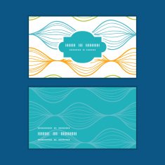 Vector colorful ogee horizontal frame pattern business cards set