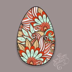Vector Holiday Floral Easter Egg with Inscription Happy N2