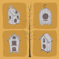 Birdhouses and tree