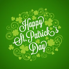St Patrick's card with clover and typography