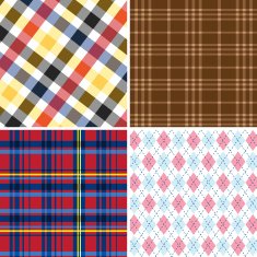 Collection of seamless Retro checked cotton pattern