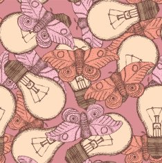 Sketch lamps and moths in vintage style N3