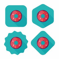 donut flat icon with long shadow eps10 N17
