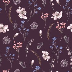 Vintage Seamless Background with Wildflowers