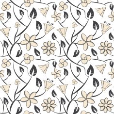 Creeping plant and pale color floral seamless pattern design