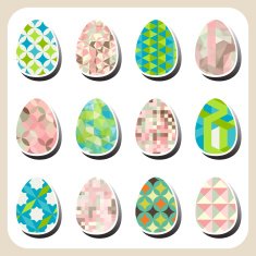easter eggs retro pattern set N4