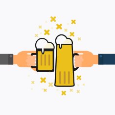 Toasting with beer success celebration vector illustration