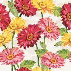 Elegance Seamless color Gerbera pattern on light background
