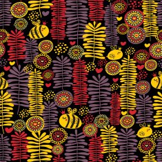 Seamless floral pattern with bee