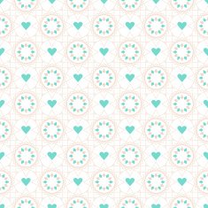 Seamless vector geometric pattern of spiral elements and hearts