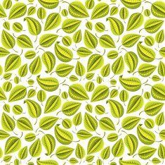 Seamless bright green leaves pattern