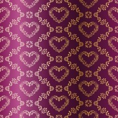 Victorian Gold-on-Purple seamless pattern with hearts