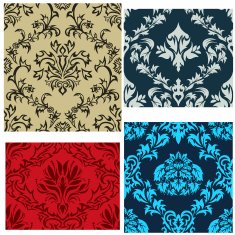 seamless damask pattern set N4