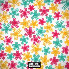 Abstract colored futuristic flowers on the gray background