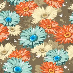 Elegance retro Seamless Gerbera pattern on dark background