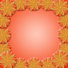 frame from brown flowers on red background N2