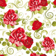 Seamless wallpaper pattern with of collection red roses isolated