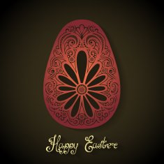 Vector Holiday Ornate Easter Egg with Inscription Happy N3
