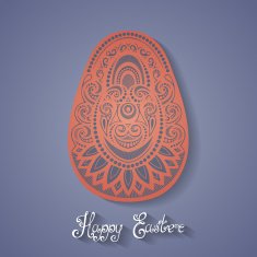 Vector Holiday Ornate Easter Egg with Inscription Happy N4