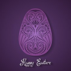 Vector Holiday Ornate Easter Egg with Inscription Happy N5