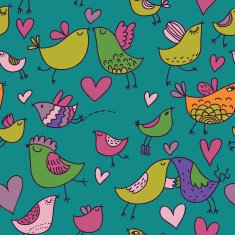 Colorful birds in love