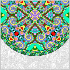 ornamental floral template with circle ethnic dish element mand