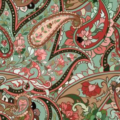 beautiful green paisley seamless background N2