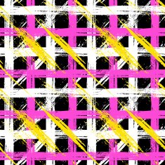 Seamless plaid pattern with bold brushstrokes and stripes