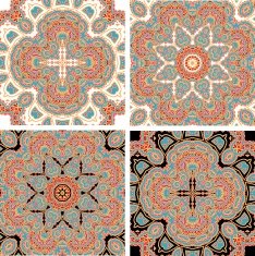 Set of decorative rosettes-stars in arabic style N12