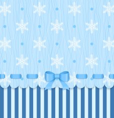Vintage winter card with bow and snowflake