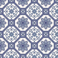 Arabesque seamless pattern in blue and grey N2