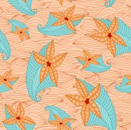 Seamless abstract pattern with sea flowers