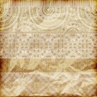 seamless floral borders on crumpled golden foil paper