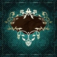 Elegant vintage rococo label in dark green