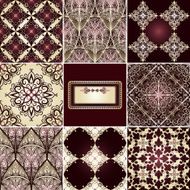 eight seamless vintage vector patterns and frame