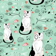 texture with cats and fish