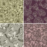 vector set of seamless floral patterns N5