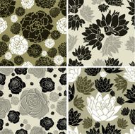 Set of seamless floral pattern with flowers