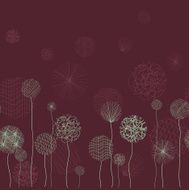 Line seamless with fantastic flowers