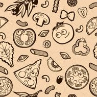 Seamless Pattern with Cute Food