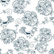 Seamless wallpaper with flowers and birds graphic