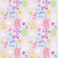 Seamless colorful christmas pattern in cartoon style N2