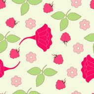 Seamless flowers and berry background