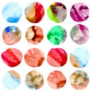 Watercolor hand painted circles set Vector illustration