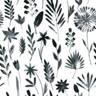 seamless pattern with flowers and grass N3